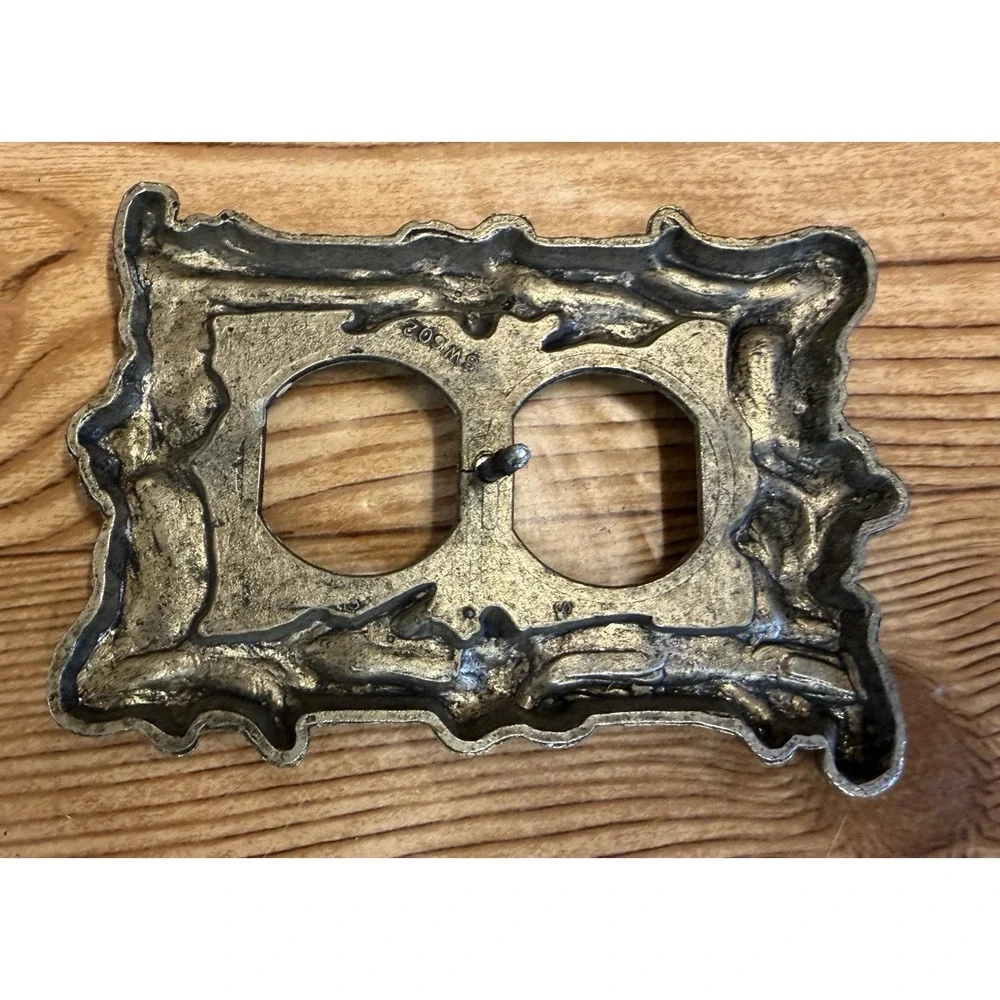 Vintage Pewter Metal Outlet Cover Wall‎ Plate Covers Floral Scroll Silver Tone